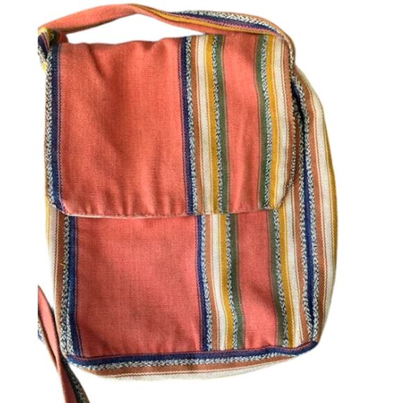 Vintage CORAL Striped Purse - Unique Batik Boho Bag - Picture 3 of 6